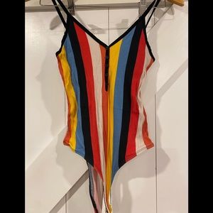 Topshop Stripe Bodysuit US 4